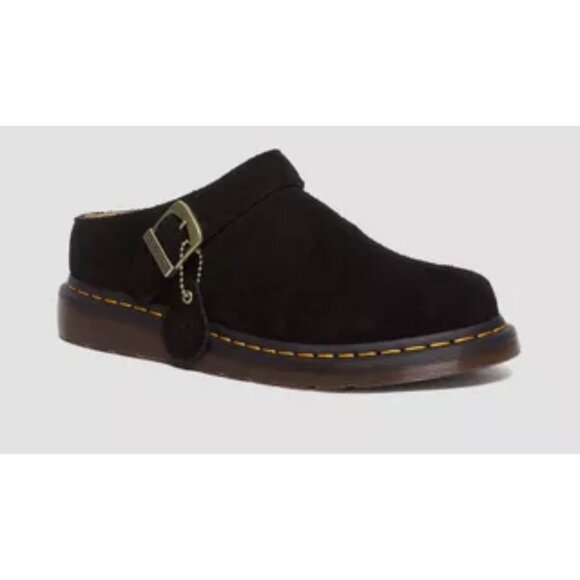 Dr. Martens Shoes - Dr. Martens Isham Black Desert Oasis Black Suede Buckle Clogs Mules Sz 6 Women’s